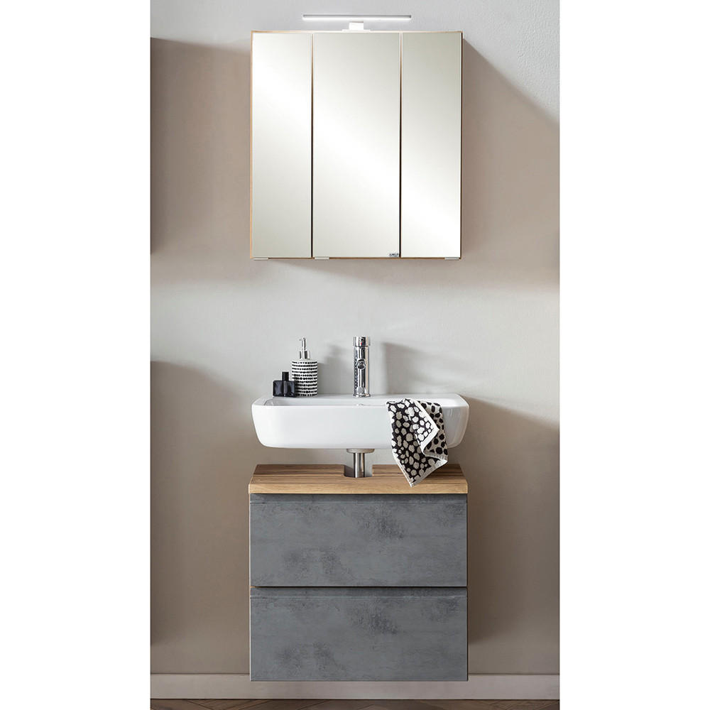 BADMÖBEL-SET Vasto-03 - Grau, Holzwerkstoff (60/200/35cm) - Lomado