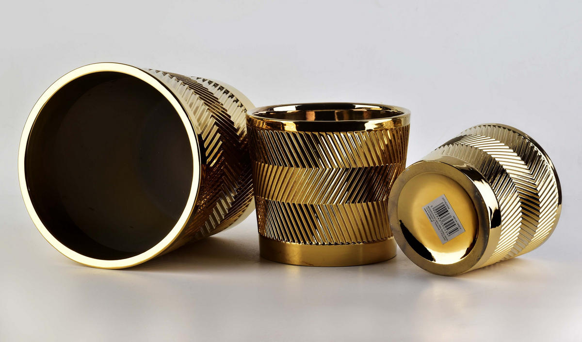 BLUMENTÖPFEN Neva Gold 21/21/19 cm Keramik - Goldfarben, Keramik (19cm) - Mondex