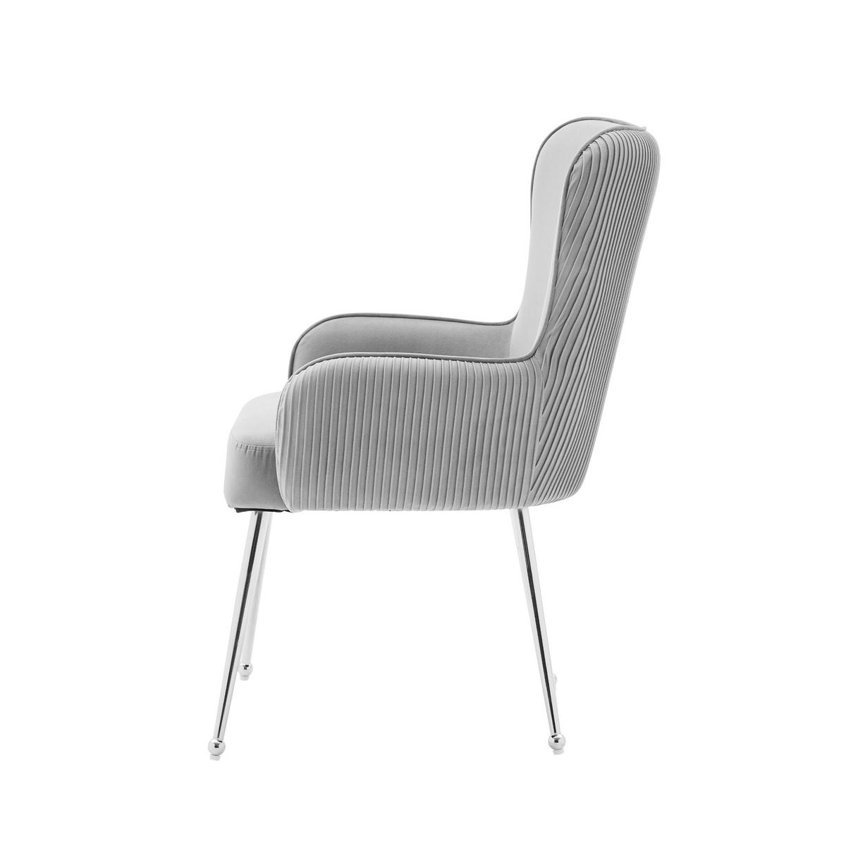 ESSZIMMERSTUHL 2er Set Samt Lounge Grau Silber Armlehnen - Grau, Textil (57.5/88/56cm) - FLIEKS