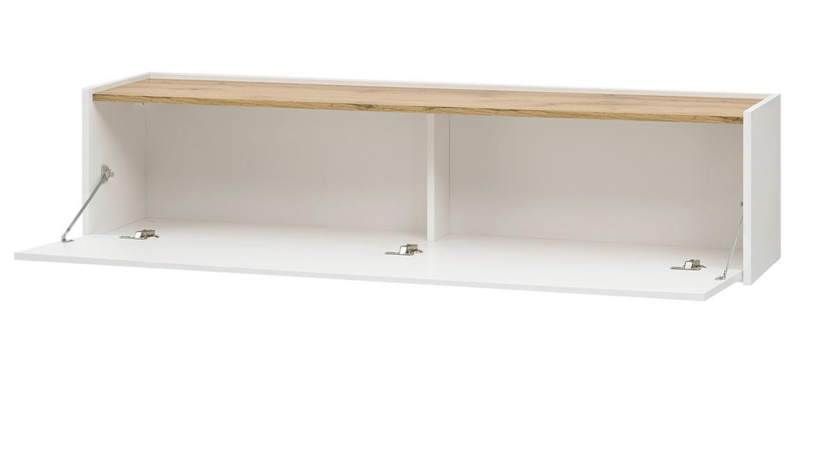 WOHNWAND 3-teilig Center in weiß und Eiche Wotan 300 cm - Eiche Wotan/Weiß, Holz/Holzwerkstoff (300/180/30cm) - Furn.Design