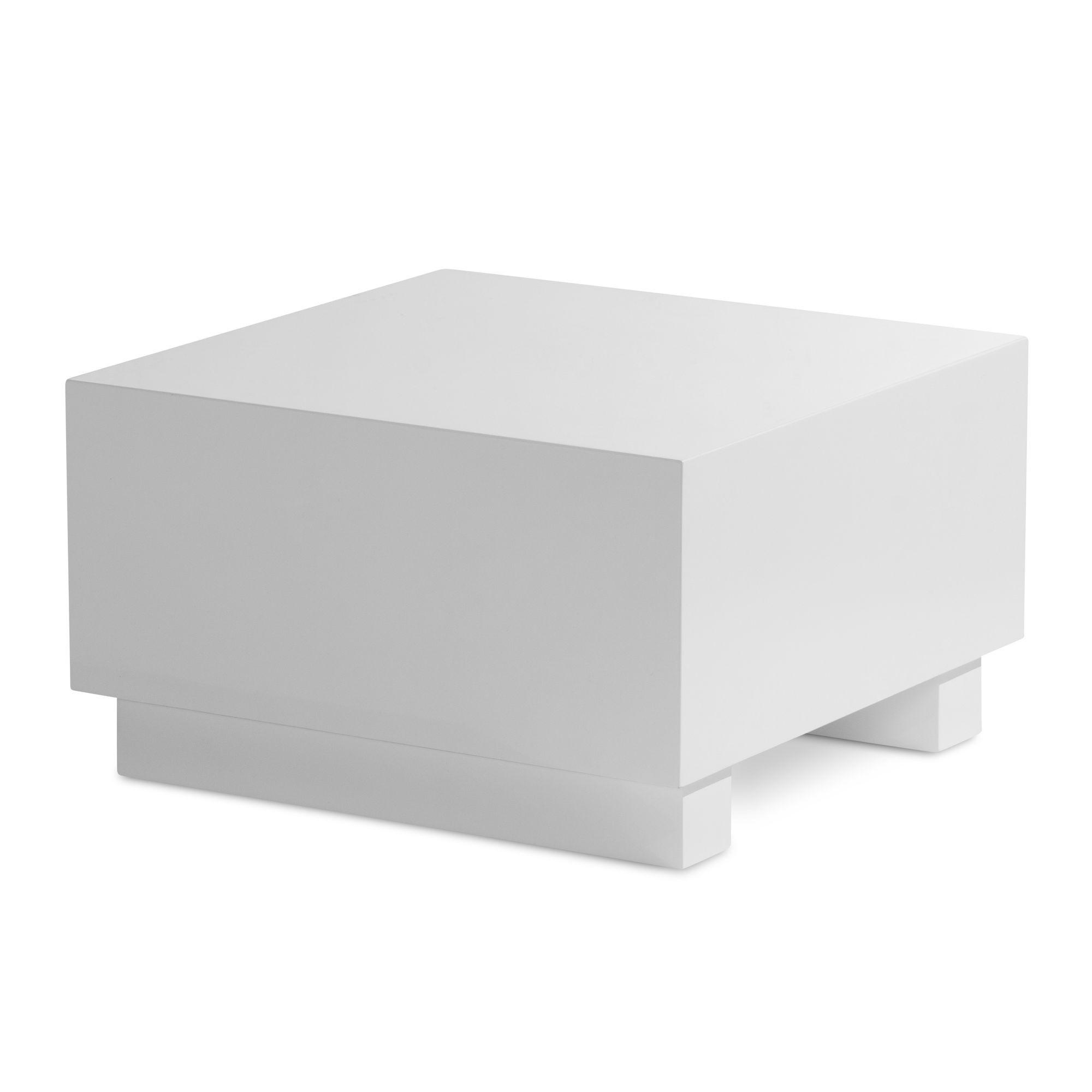 COUCHTISCH in Würfelform, Weiß Hochglanz, 60x60x35 cm, modernes Design - Weiß, Holzwerkstoff (60/60/35cm) - KADIMA DESIGN