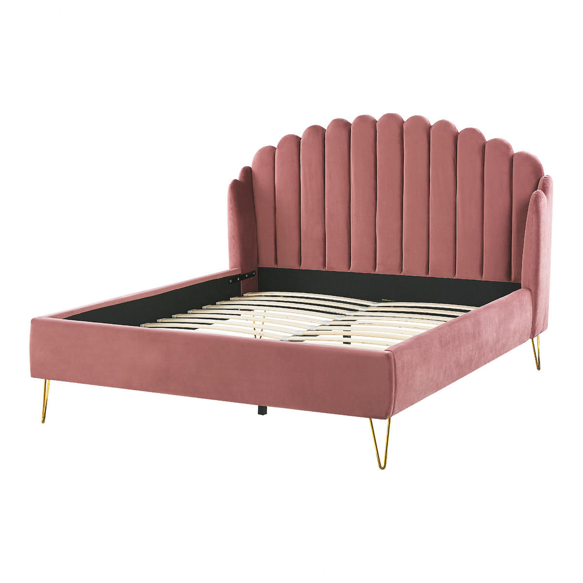 POLSTERBETT 140/200cm Rosa Ambillou - Pink, Textil (140/200cm) - Beliani