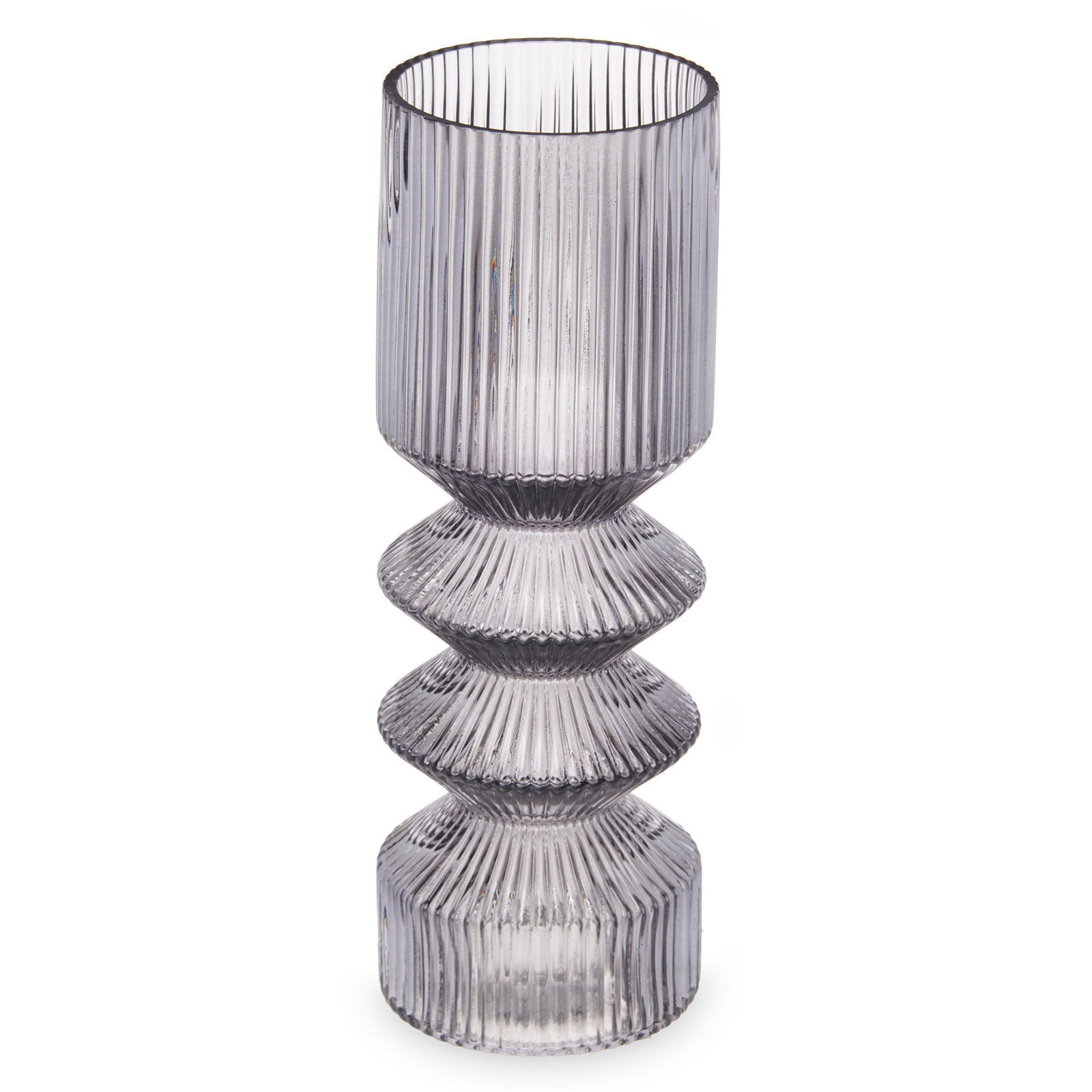 VASE geriffelt Glas 8/23 cm - Grau, Glas (23cm) - Giftdecor