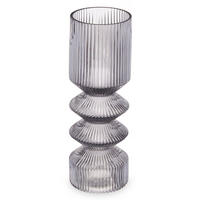 VASE geriffelt Glas 8/23 cm - Grau, Glas (23cm) - Giftdecor