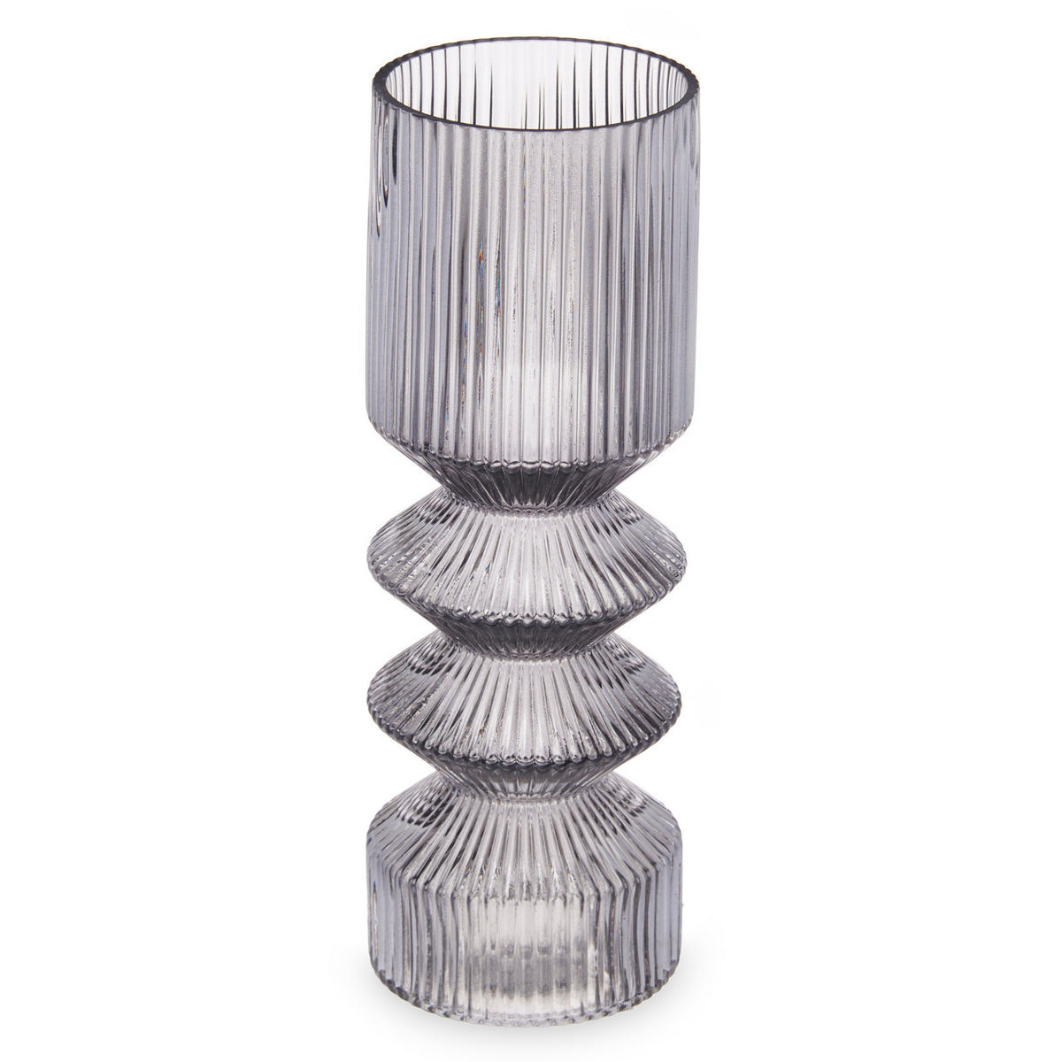 VASE geriffelt Glas 8/23 cm - Grau, Glas (23cm) - Giftdecor