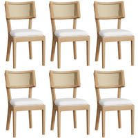 ESSZIMMERSTUHL 6er Set Massivholz Rattan Leinen Natur - Naturfarben, Holz (58/88/50cm) - FLIEKS
