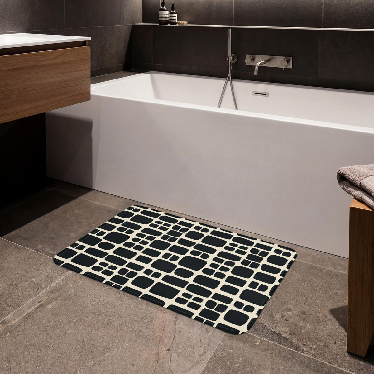 KOUPELNOVÁ PŘEDLOŽKA Moderní - organické - černé 80x50 cm - antracitová, textil/plast (80/50cm)