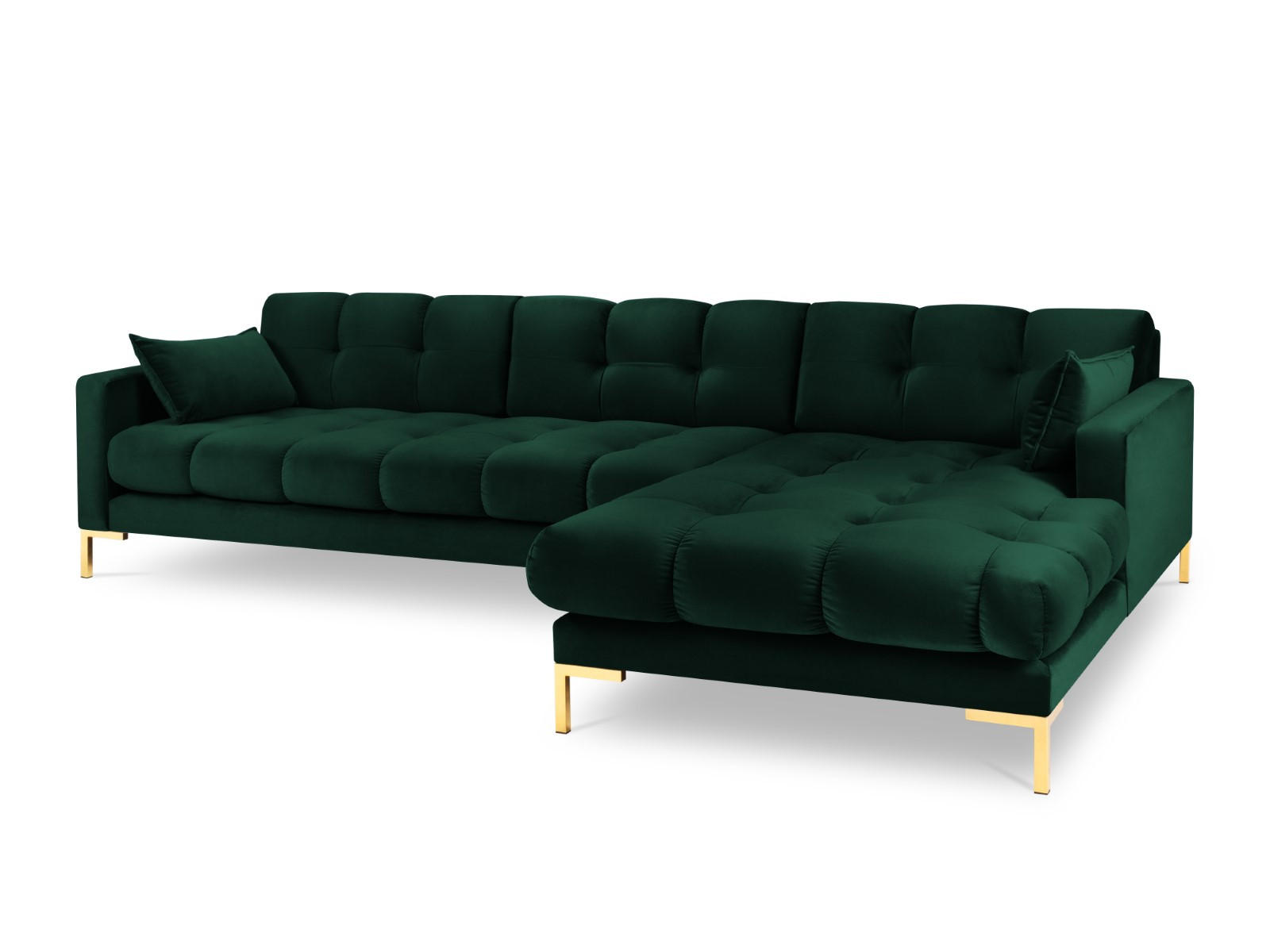 ECKSOFA rechts Mamaia aus Samt flaschengrün 5 Sitzplätze - Grün, Textil (185/293cm) - Micadoni