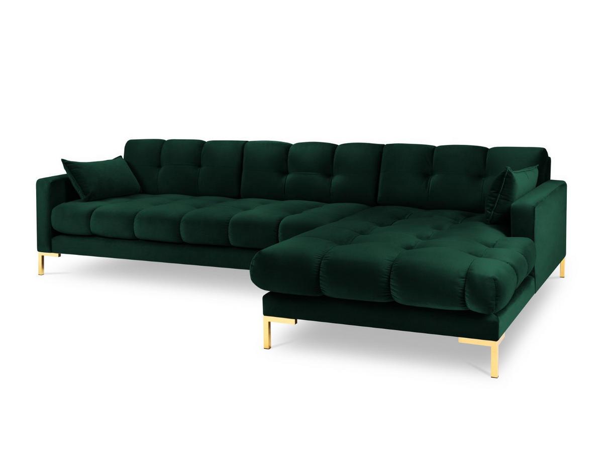 ECKSOFA rechts Mamaia aus Samt flaschengrün 5 Sitzplätze - Grün, Textil (185/293cm) - Micadoni
