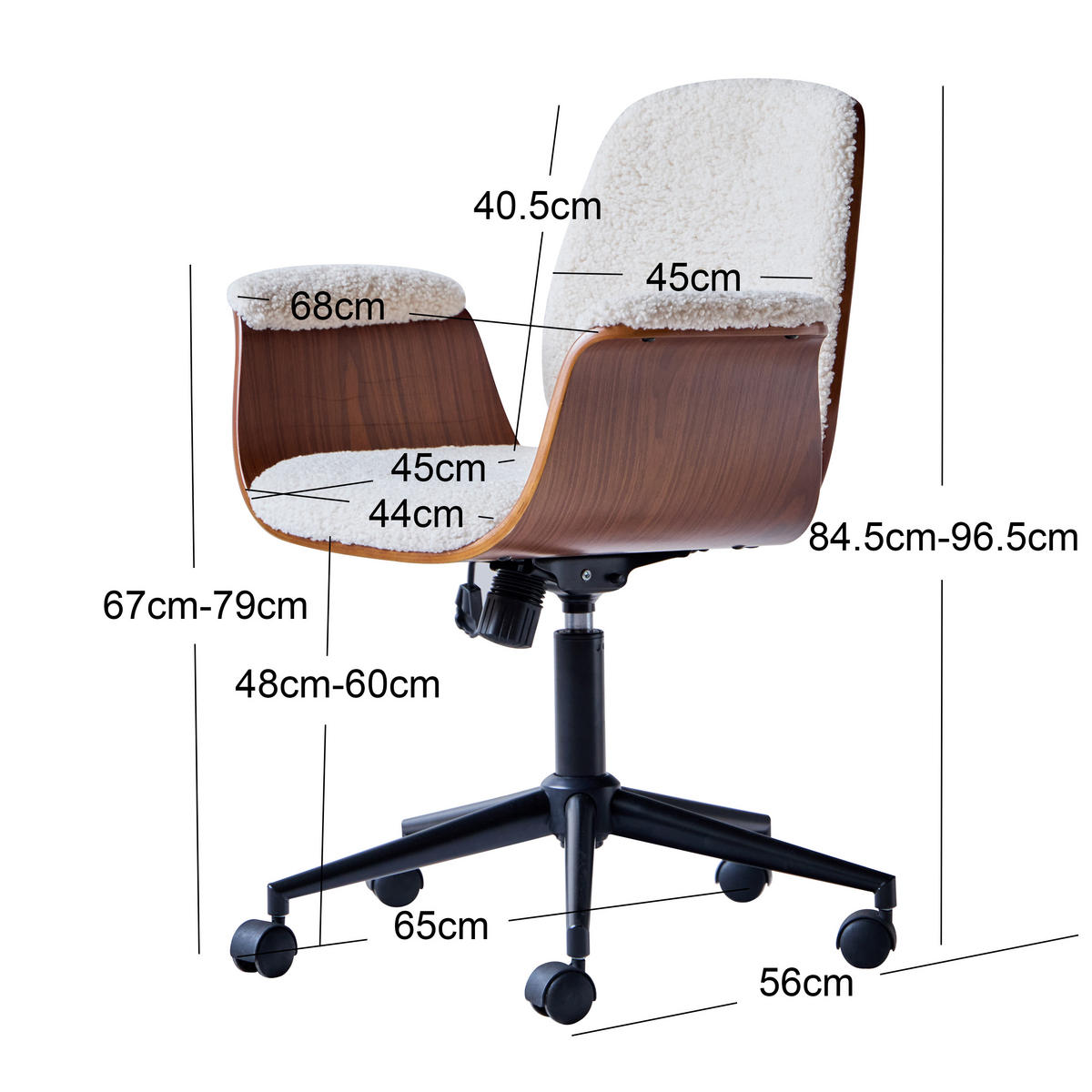DREHSTUHL Stoff Weiß - Weiß, Textil (65/96.5/56cm) - Nordlys