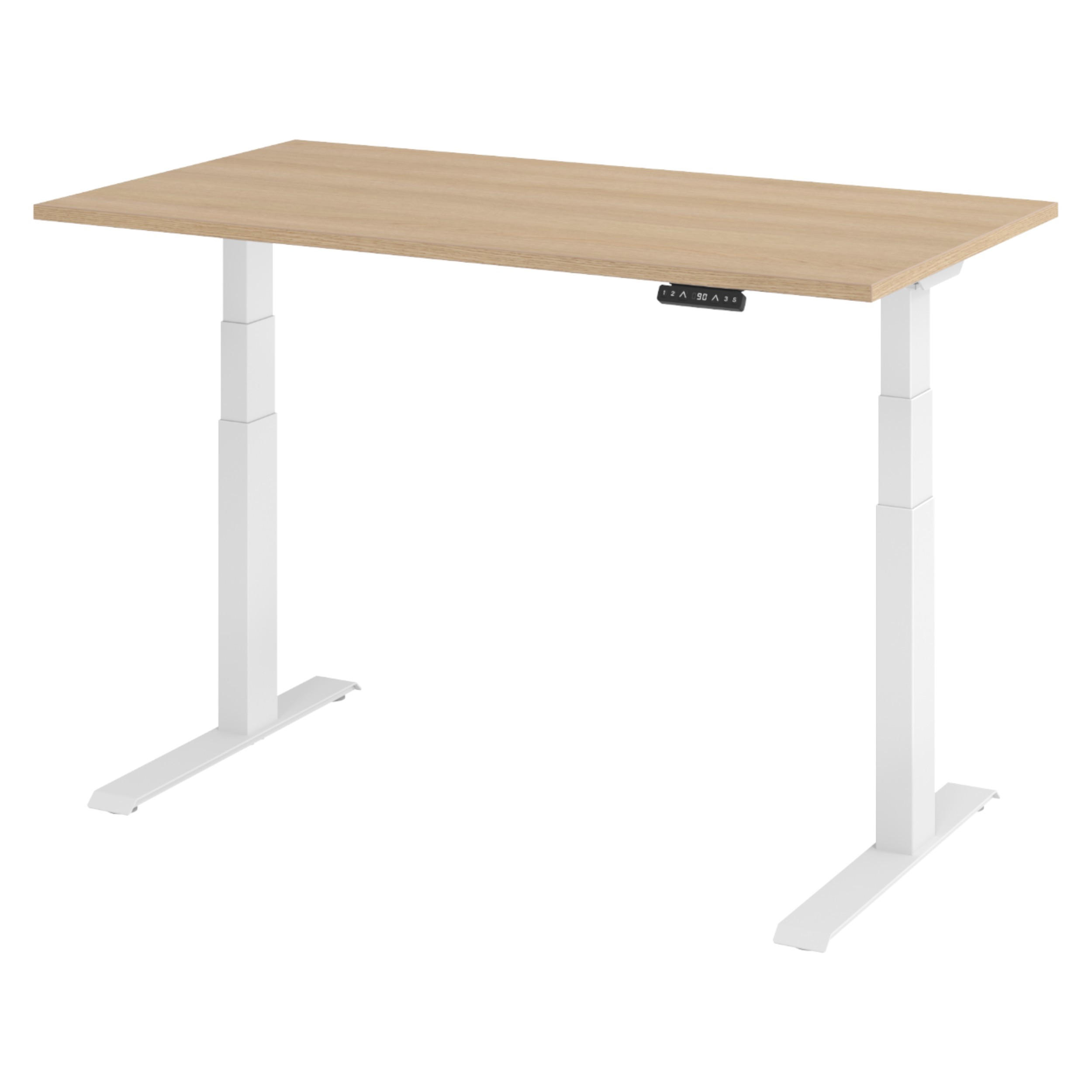 SCHREIBTISCH elektrisch XDKB 80/140/74 cm in Eichefarben/Weiß - Eichefarben/Weiß, Holzwerkstoff (80/140/74cm) - bümö