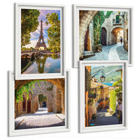 BILDER SET 4er Set - 50x50 cm & 40x60 cm Weißer Rahmen - Eiffels Straßenarchitektur - Weiß, Kunststoff (50/50cm) - TULUP
