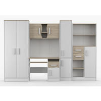 JUGENDZIMMER Wohnwand Colorino in Weiß und Eiche Sonoma – mit weißen Griffen 5 teilig - Kinderzimmer Komplett - Weiß, Holzwerkstoff (80/200/120cm)