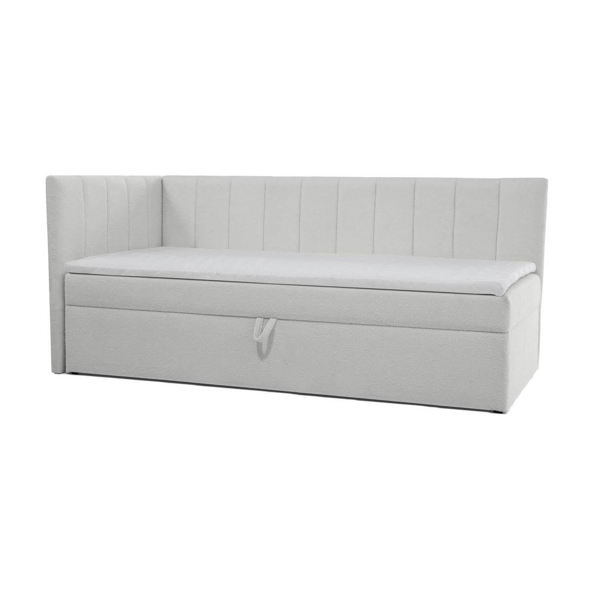 SCHLAFSOFA Rafi, Eckbett mit Bettkasten, 90x200 cm, Hellgrau - Hellgrau, Textil (209/94/102cm) - Beautysofa