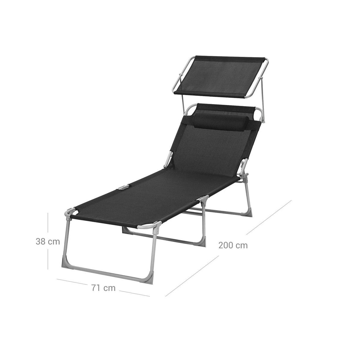 SONNENLIEGE GARTENLIEGE - Schwarz, Textil (200/38/71cm) - Hansiro