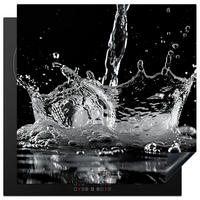HERDABDECKPLATTE Wasser - Spritzwasser - Schwarz Induktionsmatte 78x78 cm - Schwarz, Kunststoff (78/78/0.2cm) - MuchoWow