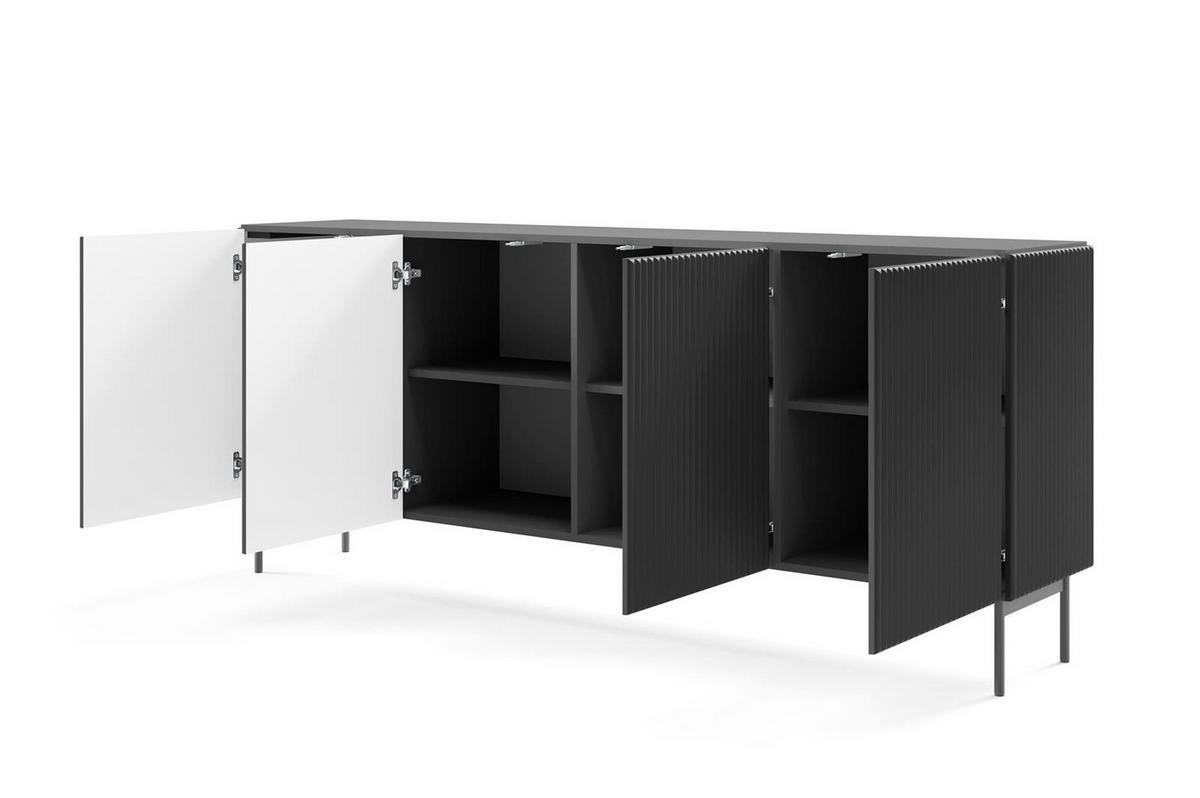 SIDEBOARD Tutti Schwarz, viertürige - Schwarz, Holzwerkstoff/Metall (195/81/40cm) - Bettso