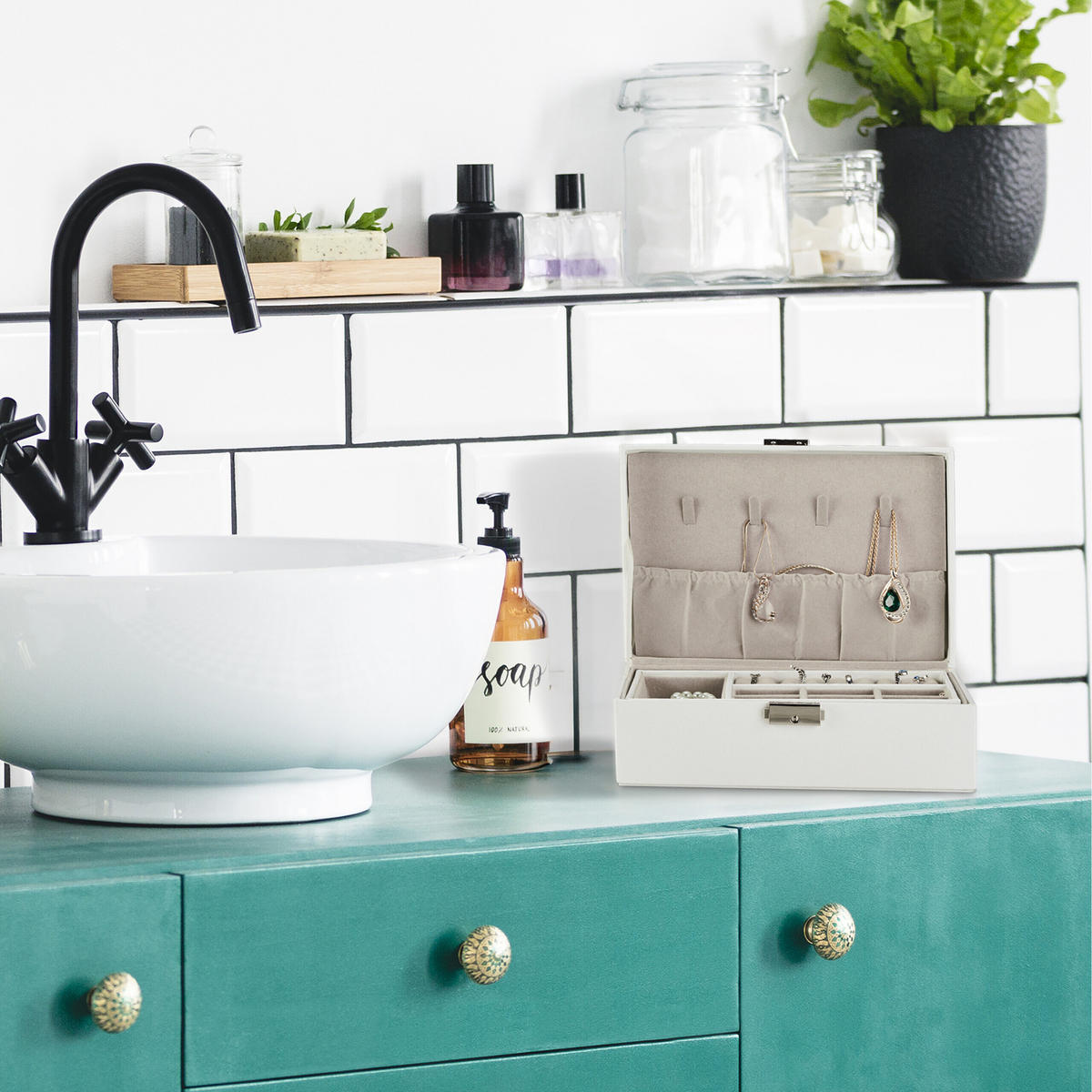 SCHMUCKKASTEN - Multicolor, Holzwerkstoff/Kunststoff (23/9.5/17.5cm) - Relaxdays