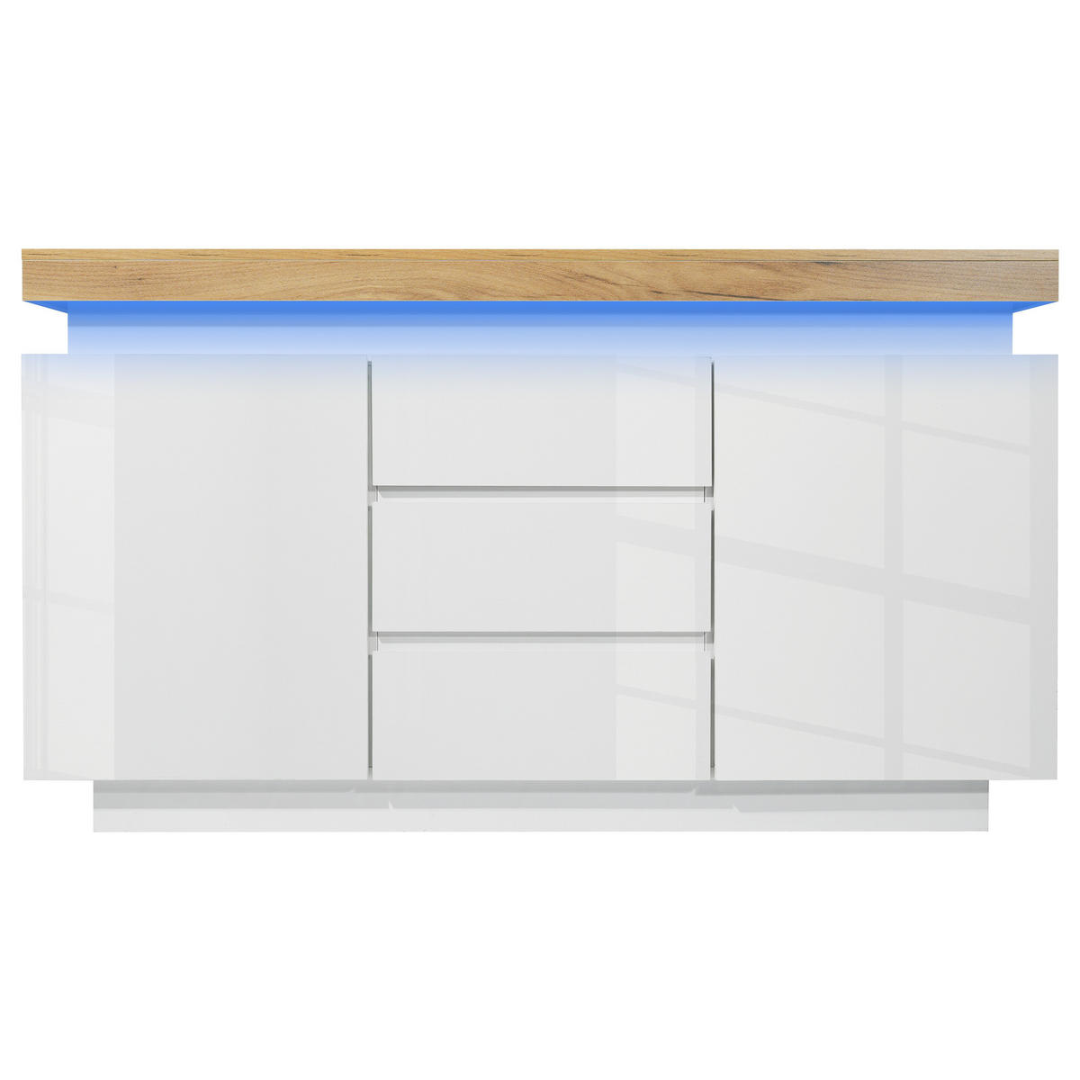 KOMMODE Hochglanz LED Stauraum mit verstellbaren Böden leise Schienen - Weiß, Holzwerkstoff (140/81/39cm) - EVRYAE