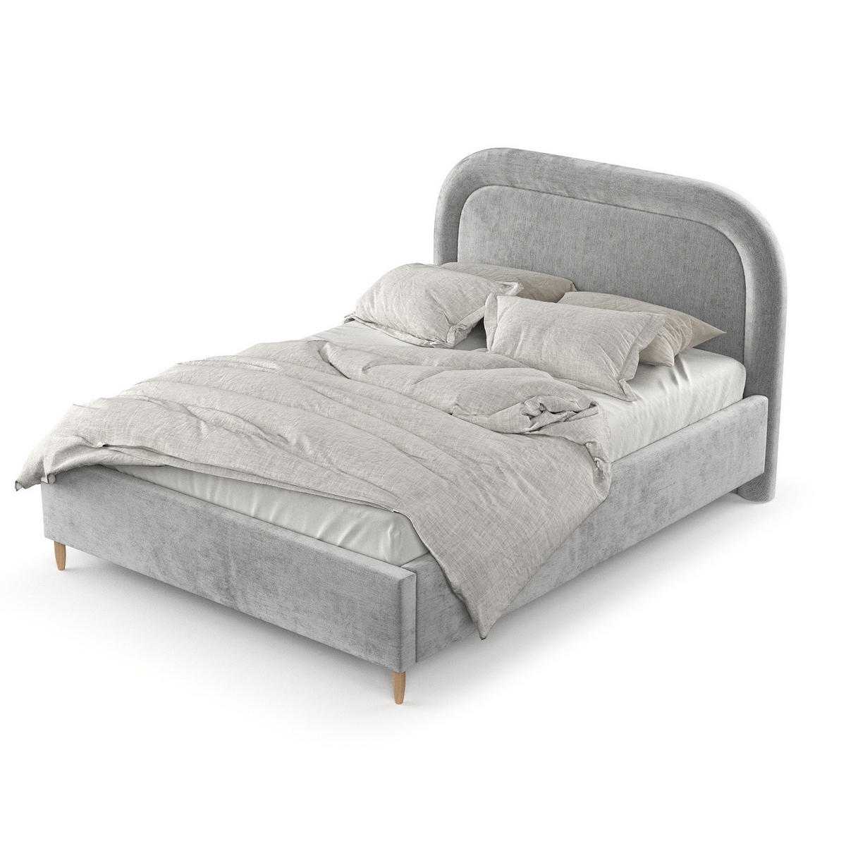 POLSTERBETT Zoya 120/200 cm Hellgrau im Lotta Stoff - Hellgrau/Naturfarben, Holz/Holzwerkstoff (120/200cm) - AltaBeds