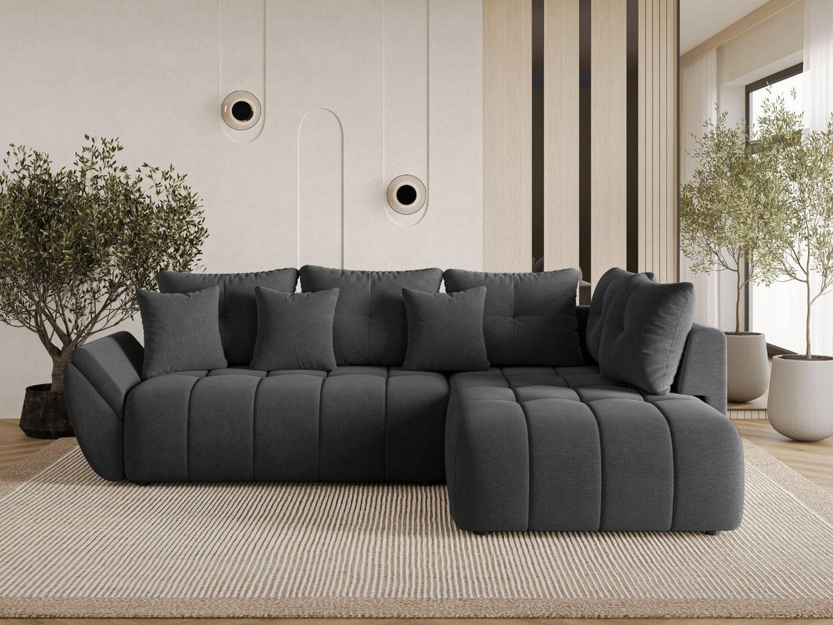 ECKSOFA Genoa Anthrazit - Anthrazit/Schwarz, Holz/Kunststoff (266/190cm) - Graingold