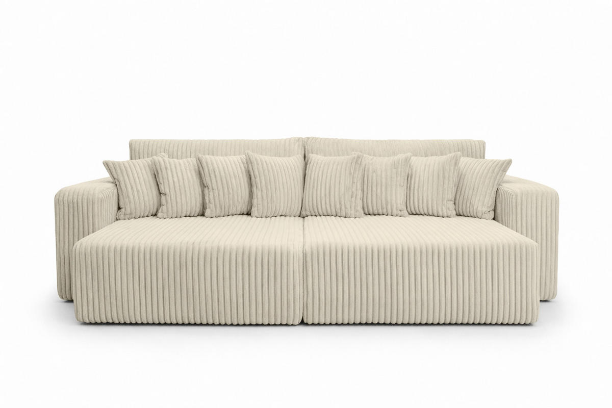 SCHLAFSOFA, Cordstoff Tilia, Ecru, PIANO DOUBLE - Ecru, Holz (246/83/145cm) - Kaiser Möbel