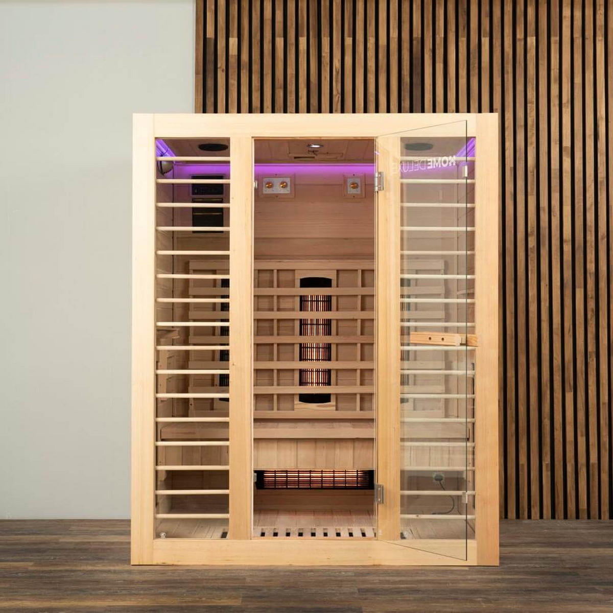 INFRAROTKABINE REDSUN DELUXE L - 153 x 110 cm für 3 Personen - Braun, Holz (153/190/110cm) - Home Deluxe