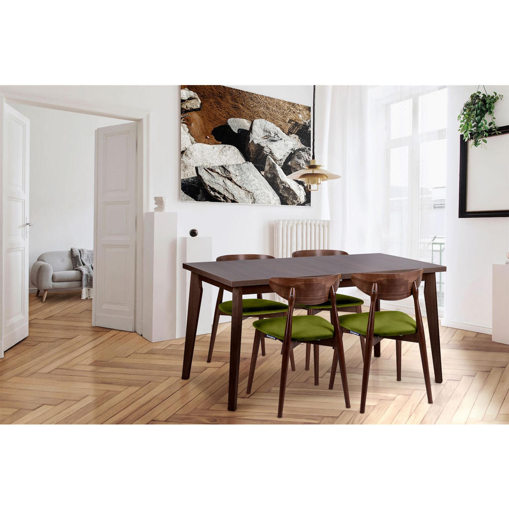 Thumbnail - Konsimo® Esstisch, Dunkelbraun, Holz, 6-Sitzer, Rechteckig,Rechteckig, 150x77x80 cm, Hergestellt in Europa, Esszimmer, T...