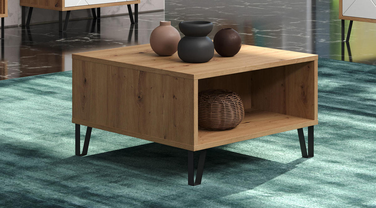 COUCHTISCH Universal Eiche Dekor - Eichefarben, Holzwerkstoff/Textil (60/60/37cm) - ebuy24