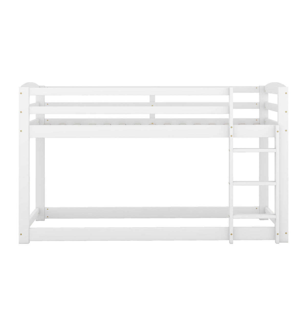 ETAGENBETT 90/200 cm aus Kiefern mit niedriger Bauweise und Absturzsicherung, Weiß - Weiß, Holzwerkstoff (90/200cm) - Redom