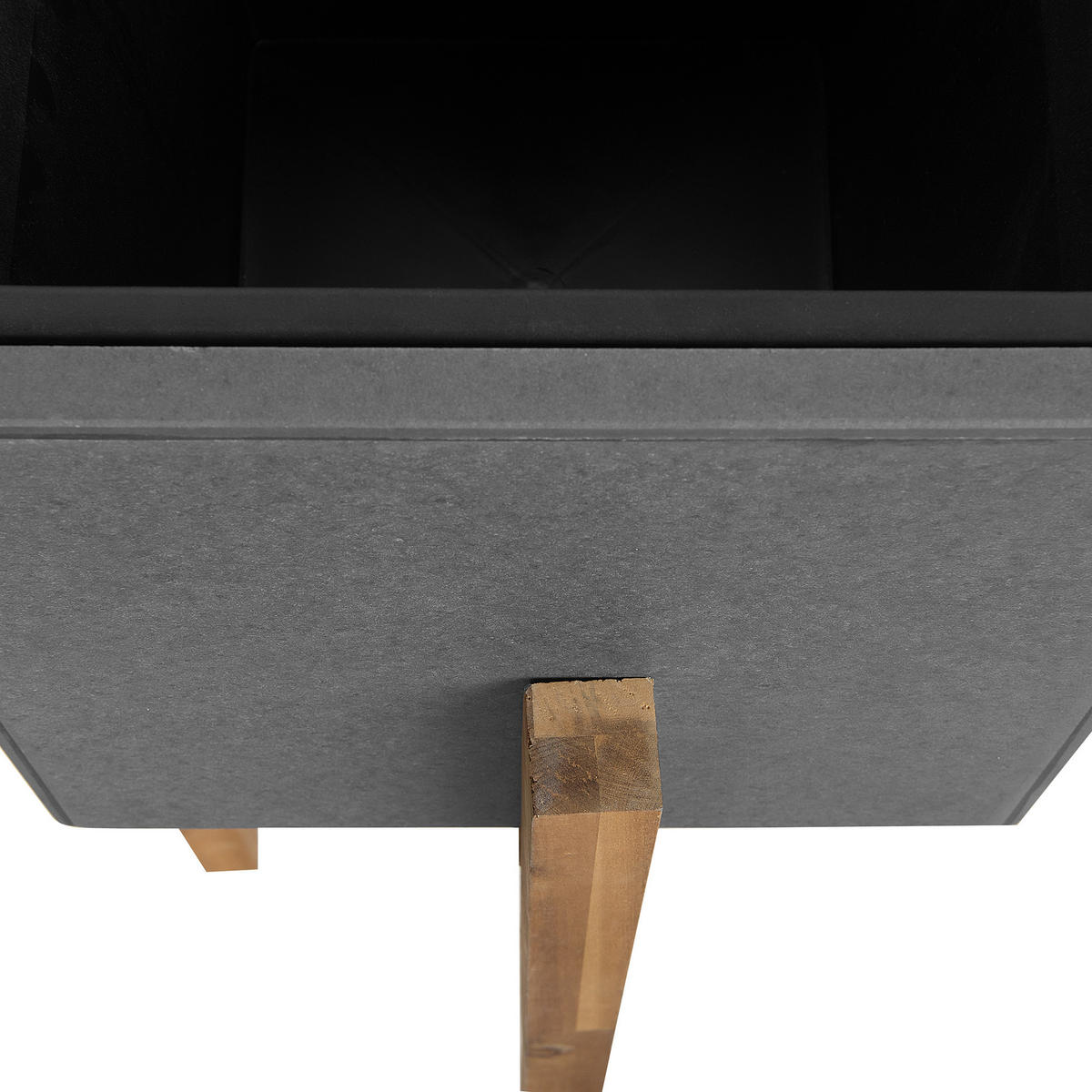 PFLANZENSTÄNDER Faserzement hellgrau mit Holzbeinen 95 cm Drimos - Hellbraun/Hellgrau, Stein (95cm) - Beliani
