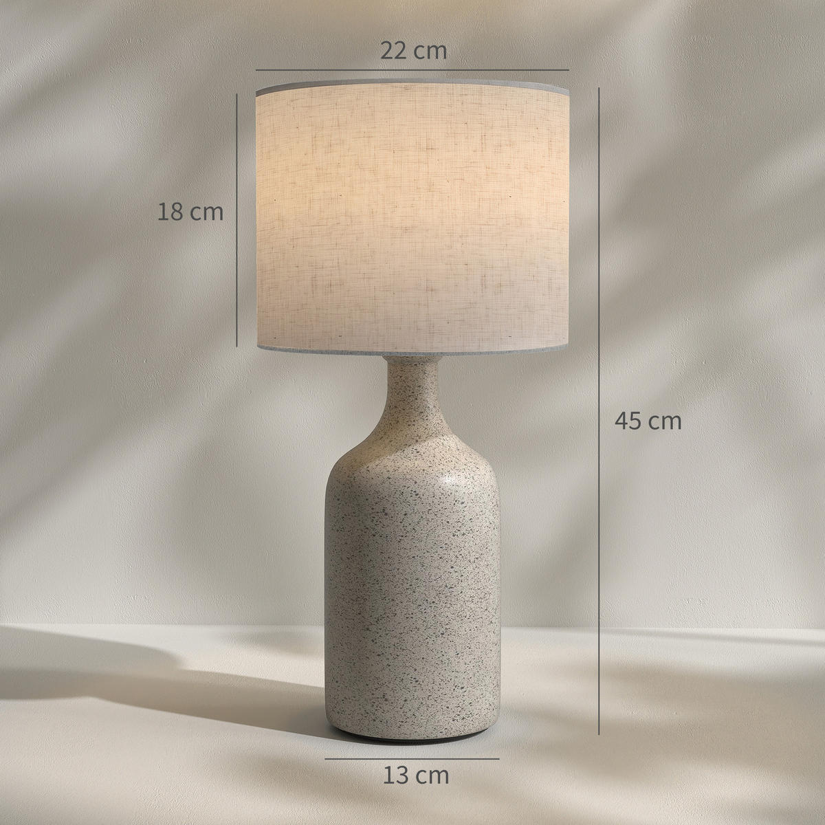 STOLNÍ lampa z keramiky, lněné vlákno, béžová - béžová, keramika (22/22/45cm) - HOMCOM