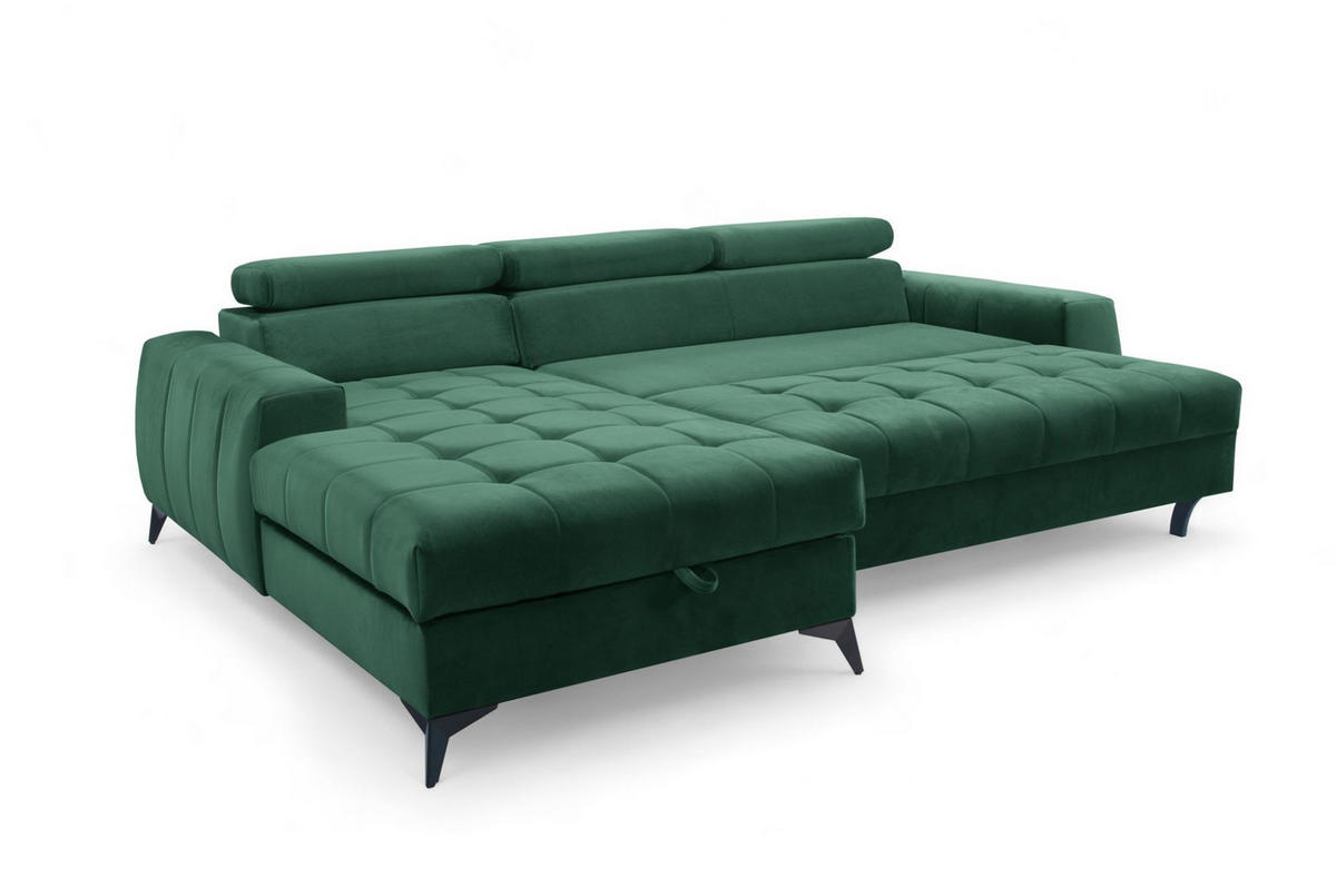 ECKSOFA Agnesa Xs In Salvador - Dunkelgrün, Holzwerkstoff/Textil (260/200cm) - Fun Möbel