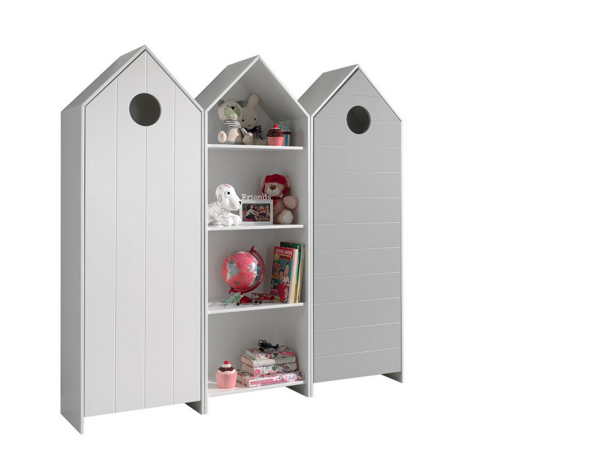 REGALSCHRANK Set Kania mit Standregal MDF+Holzwerkstoff Weiß + Grau - Weiß/Grau, Holzwerkstoff (173/171/37cm) - 58aufmkessel