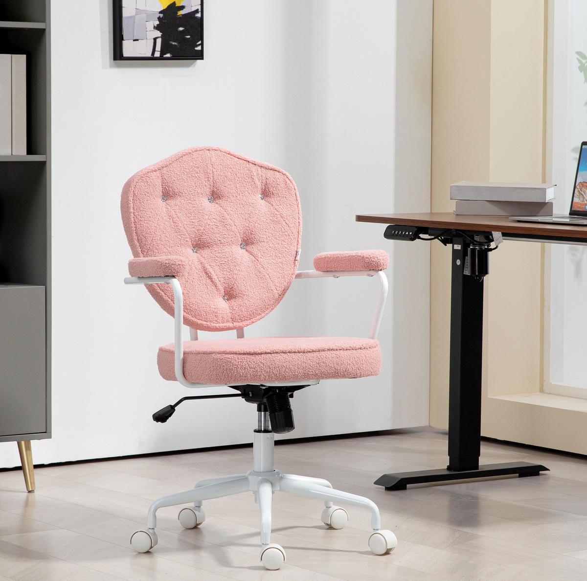 DREHSTUHL 63/61,5/93-101 cm rosa aus Polyester höhenverstellbar - Pink, Kunststoff (61.5/101/63cm) - OKWISH