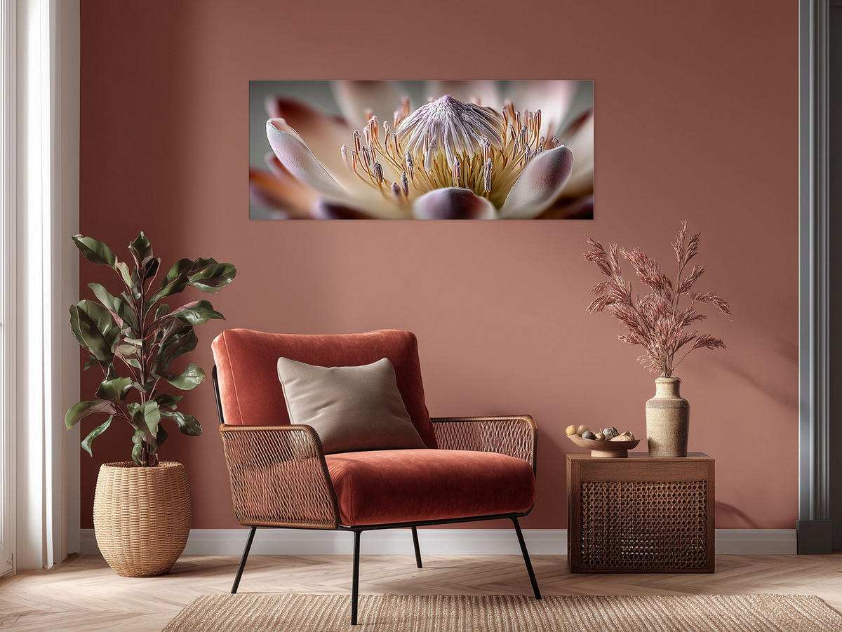 GLASBILD 125x50 cm Blumen rosa - Rosa, Glas (125/50cm) - artissimo