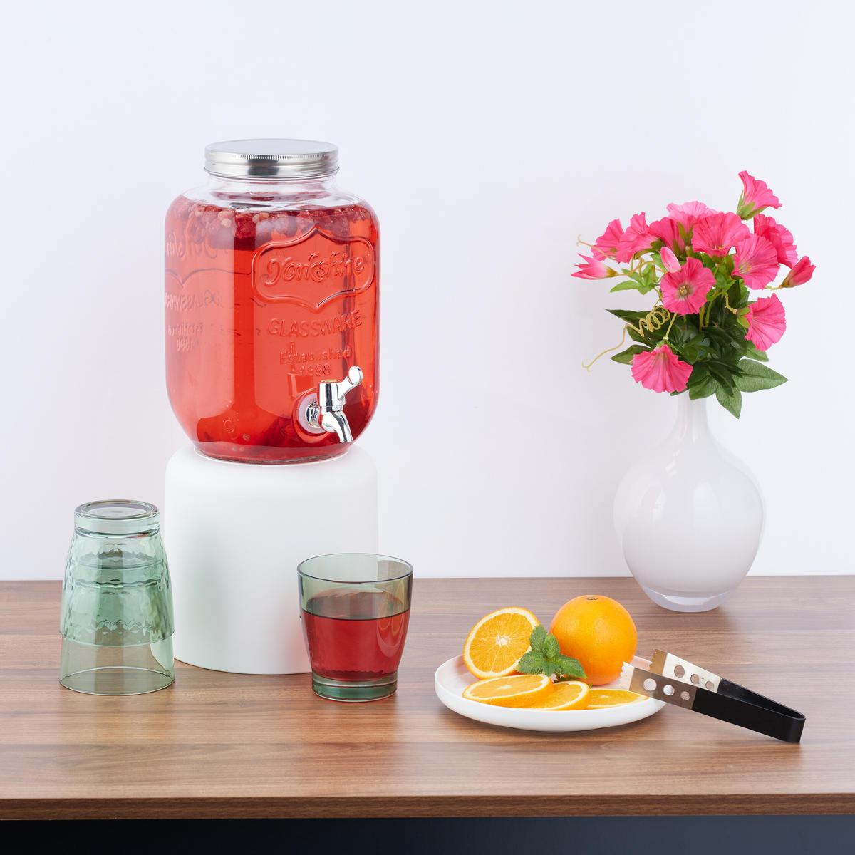 2XDÁVKOVAČ nápojov - priehľadné, kov/plast (4L) - Relaxdays