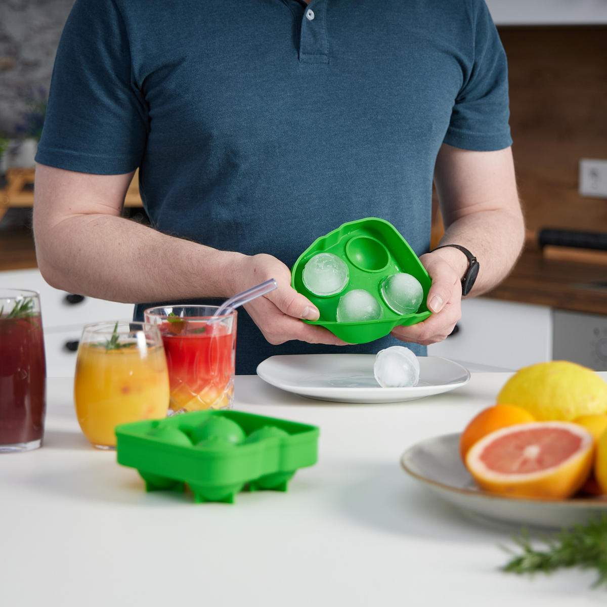 2XEISWÜRFELFORM - Grün, Kunststoff (12.5/5/12.5cm) - Relaxdays