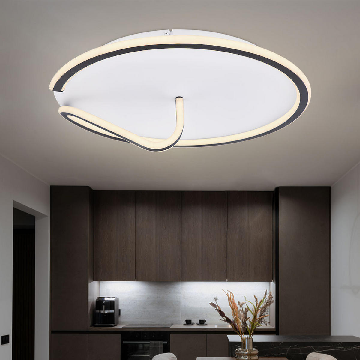 LED DECKENLEUCHTE Metall Schwarz Opal - Schwarz, Metall (51/51/15cm) - Globo Lighting