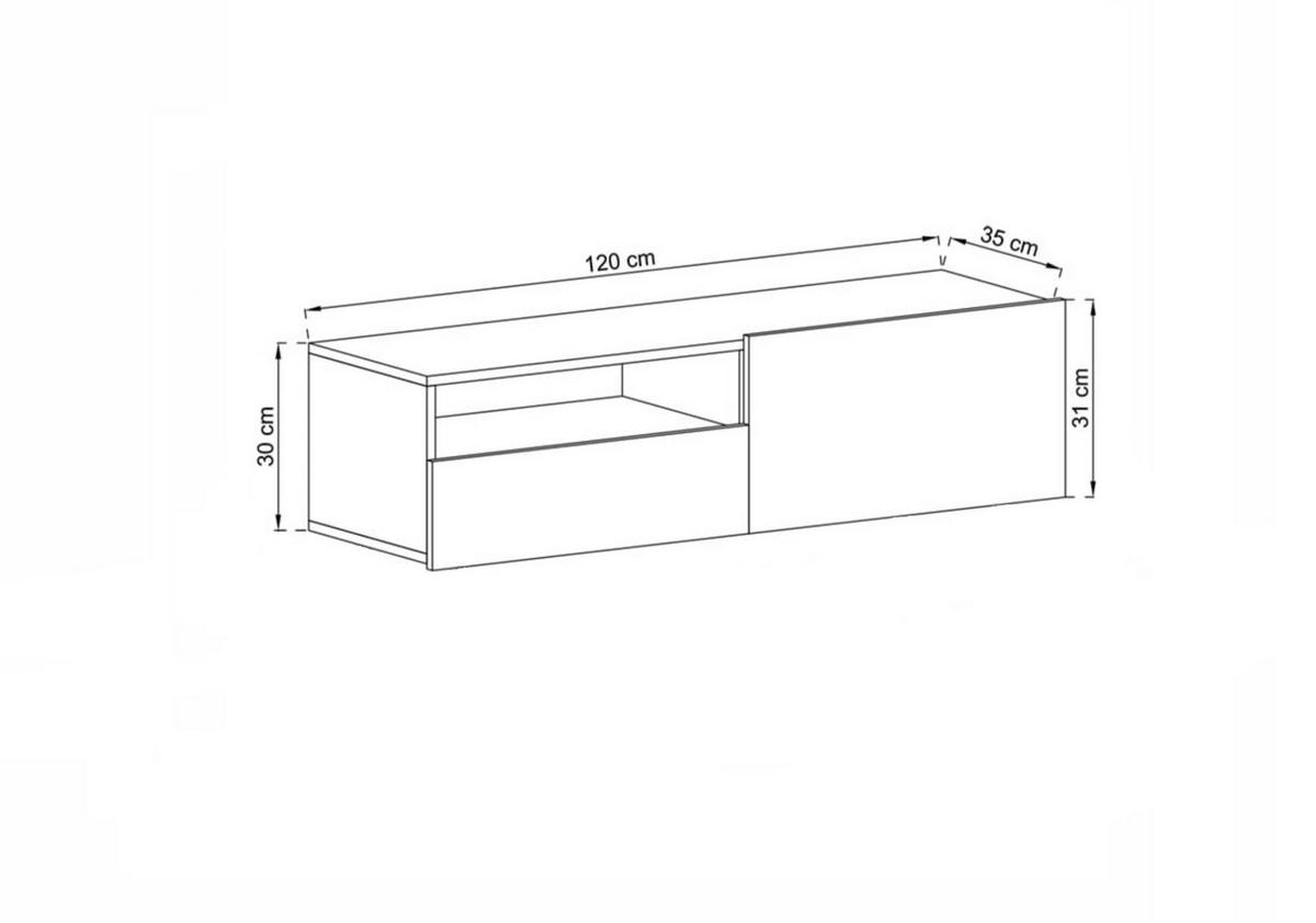 TV-SCHRANK Enjoy Kaschmir matt Schublade 120 cm - Kaschmir, Holzwerkstoff (120/30/35cm) - Meble Lindner