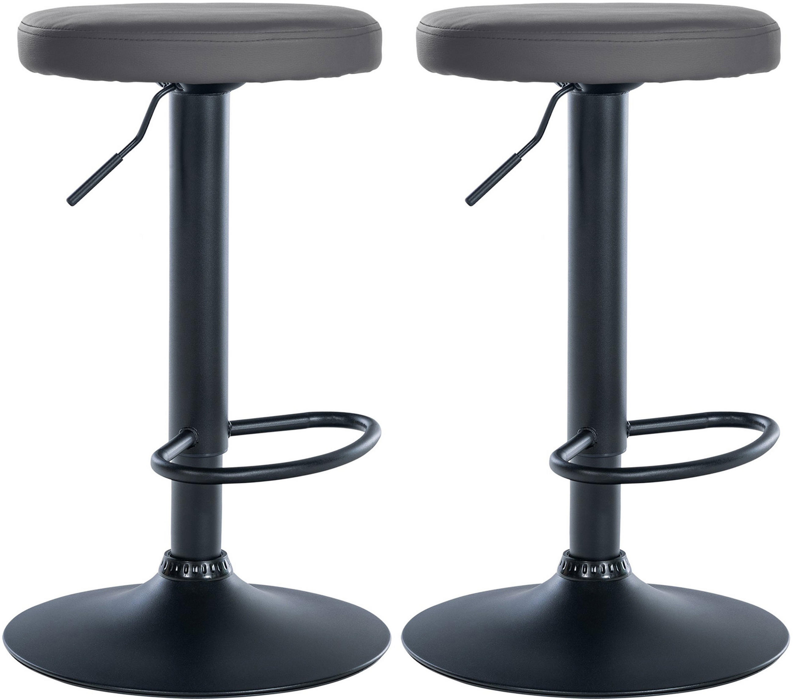 BARHOCKER 2er Set Pontius Kunstleder schwarz grau - Schwarz/Grau, Kunststoff/Metall (38.5/81/38.5cm) - TPFLiving