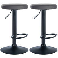 BARHOCKER 2er Set Pontius Kunstleder schwarz grau - Schwarz/Grau, Kunststoff/Metall (38.5/81/38.5cm) - TPFLiving
