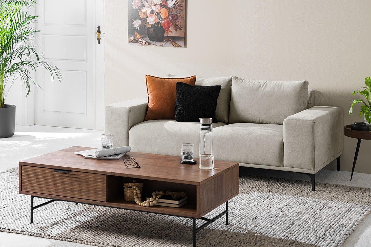 HOME24 2-Sitzer Sofa CONNOLLY - Sandfarben, Textil/Metall (180/78/91cm) - home24