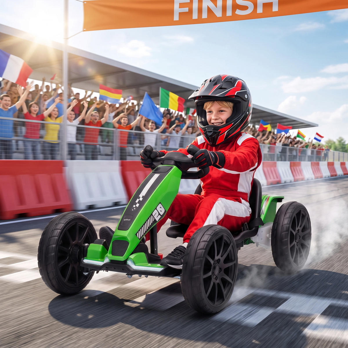 KINDER-GOKART Stahl EVA Grün - Grün, Metall (98/55.5/46.5cm) - AIYAPLAY