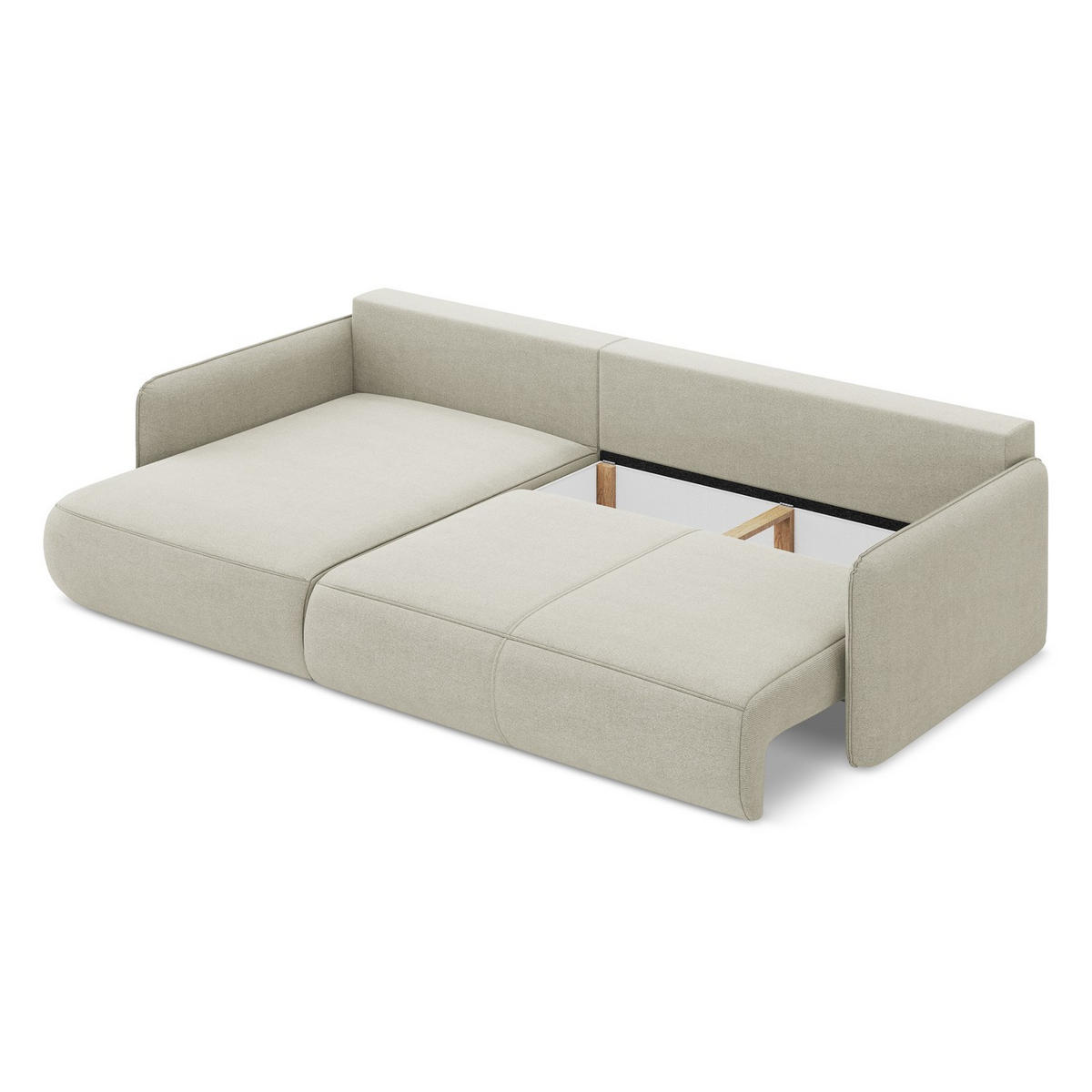 ECKSOFA mit Schlaffunktion Strukturstoff Stoff Beige - Beige/Creme, Kunststoff/Textil (148/240cm) - LaMiaSofa