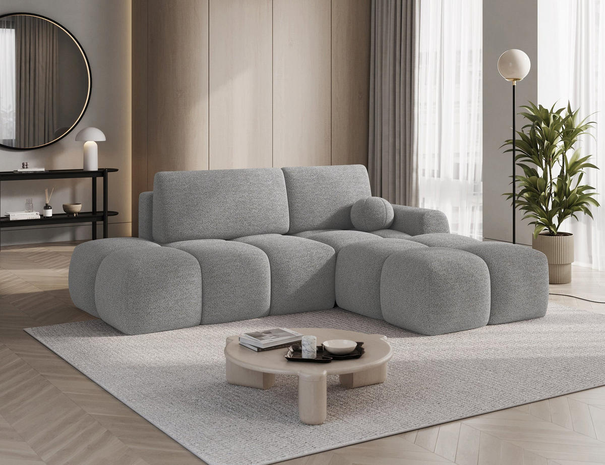 ECKSOFA VITTARIO mit Schlaffunktion & Bettkasten – Modernes L-Sofa 227 cm, inklusive Kissen - Grau, Kunststoff (227/95cm) - Wohnideebilder