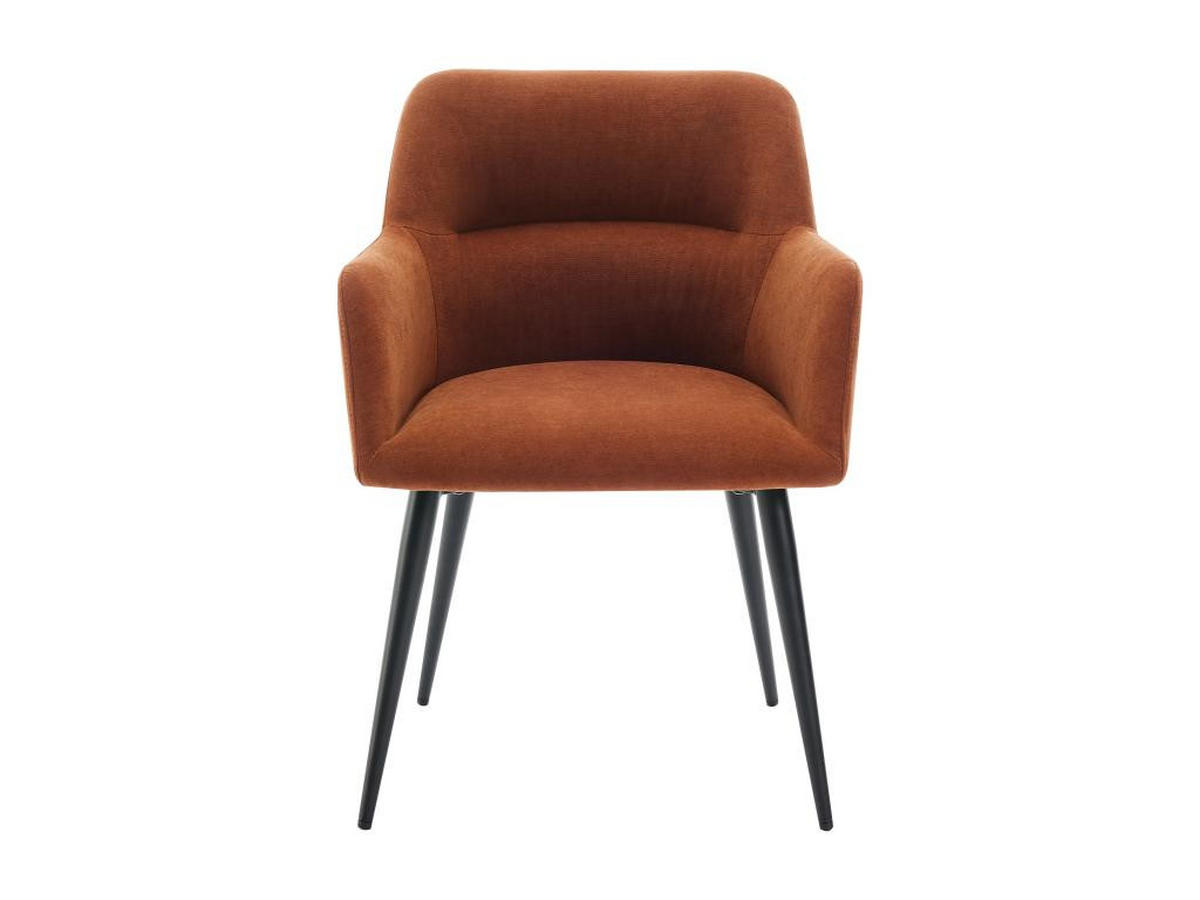 STUHL mit Armlehnen 2er-Set - Stoff & schwarzes Metall - Terracotta - HEKA - Braun, Textil (61/78/59.5cm) - Vente-Unique