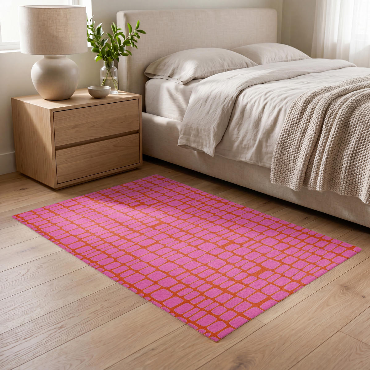 KOBERCE - Organic - Mriežka - Ružová - 120x80 cm - pink, textil/plast (120/0.4cm) - OnlyWow