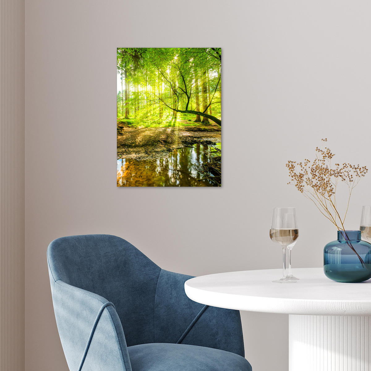 POSTER Wald - Landschaft - Wasser - Bäume - Sonne - Grün - Natur 30x40 cm - Grün, Papier (30/40/0.1cm) - MuchoWow