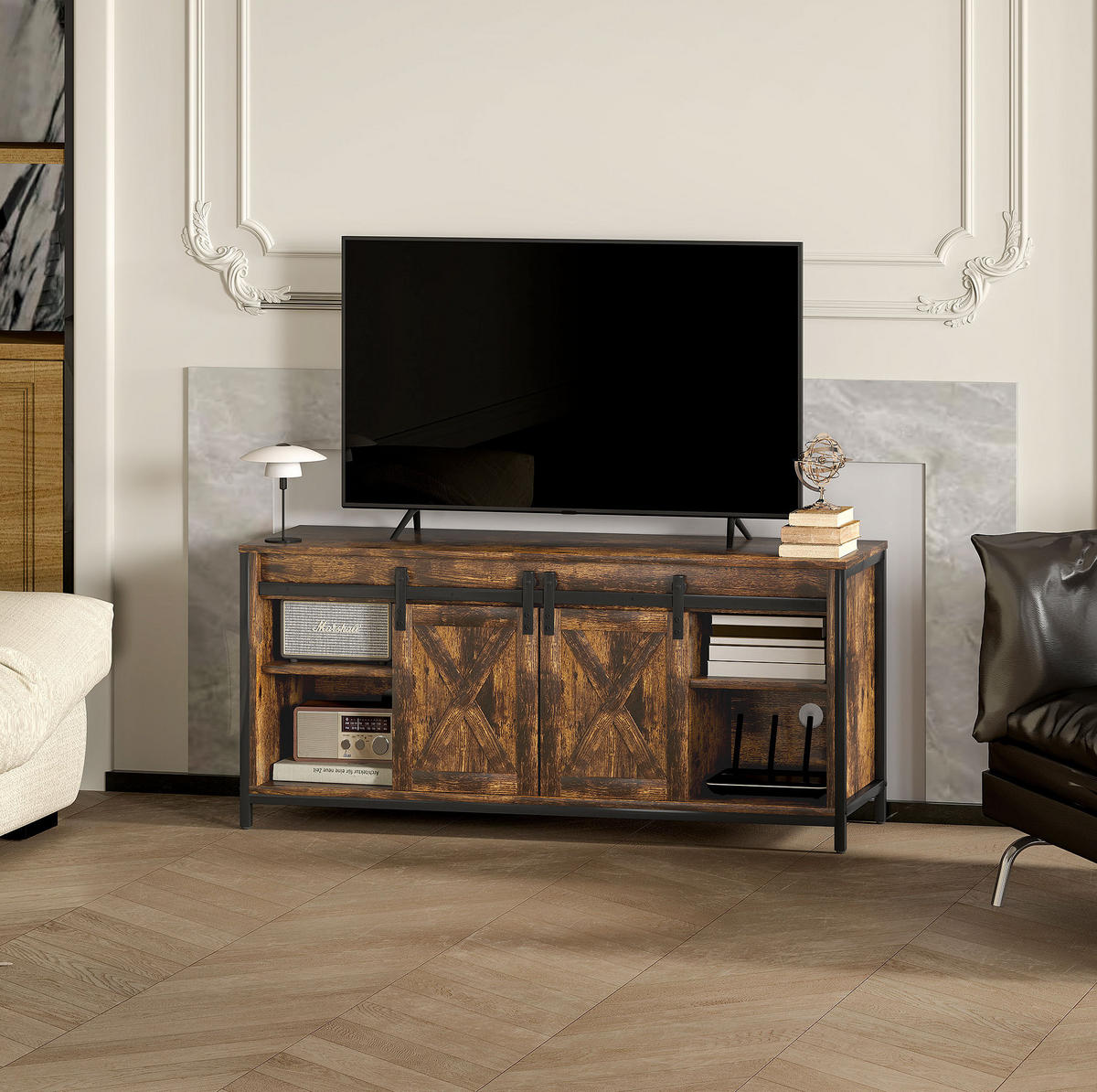 TV-LOWBOARD 120/40/54 cm braun aus Holzwerkstoff mit Schiebetüren - Braun, Holzwerkstoff (120/54/40cm) - OKWISH